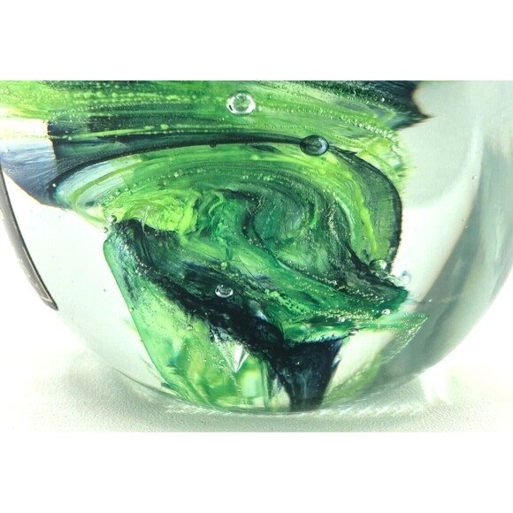 Kerry Glass Art Blown Glass Paperweight Owl Green Swirl Hand Made in Ireland - Picture 9 of 15